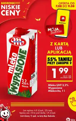 Biedronka Mleko UHT 3,2% Wypasione Mlekovita oferta