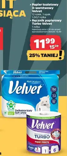 Netto Papier toaletowy 3-warstwowy Velvet/Ręcznik papierowy Turbo Velvet oferta