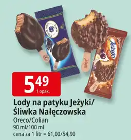 E.Leclerc Lody na patyku Jeżyki/Śliwka Nałęczowska Oreco/Colian oferta