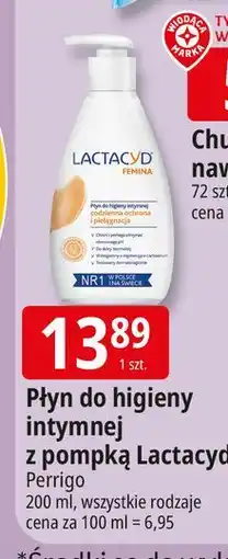 E.Leclerc Emulsja do higieny intymnej z pompką Lactacyd Femina oferta