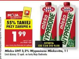 Biedronka MLEKO UHT 3,2 WYPASIONE MLEKOVITA 1 L oferta