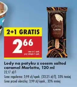 Biedronka Lody na patyku z sosem salted caramel Marletto, 120 ml oferta