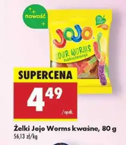 Biedronka Żelki Jojo Worms kwaśne, 80 g oferta