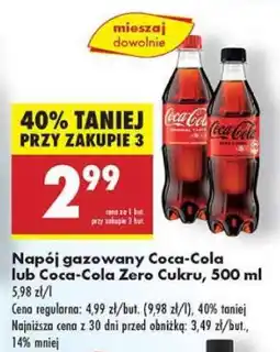 Biedronka Napój gazowany Coca-Cola lub Coca-Cola Zero Cukru, 500 ml oferta