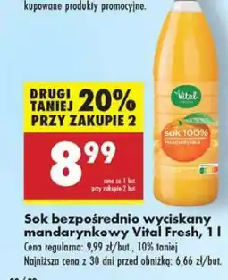 Biedronka Sok bezpośrednio wyciskany mandarynkowy Vital Fresh, 1 l oferta