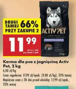 Biedronka Karma dla psa z jagnięciną Activ Pet 2 kg oferta