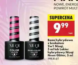 Biedronka Baza hybrydowa z brokatem 2w1 Niuqi, 5 ml lub Lakier hybrydowy Niuqi Neon Glitter, 5 ml oferta