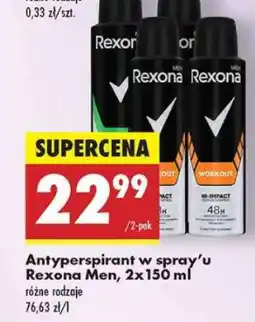 Biedronka Antyperspirant w spray’u Rexona Men, 2x150 ml oferta