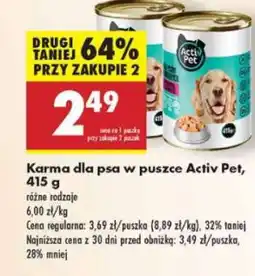 Biedronka Karma dla psa w puszce Activ Pet 415 g oferta