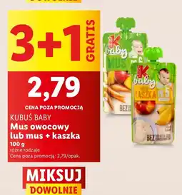 Lidl Mus owocowy lub mus + kaszka Kubuś Baby oferta
