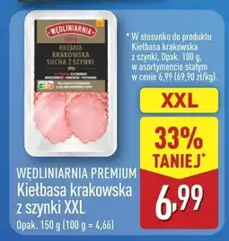 ALDI Kiełbasa krakowska z szynki XXL Wedliniarnia Premium oferta