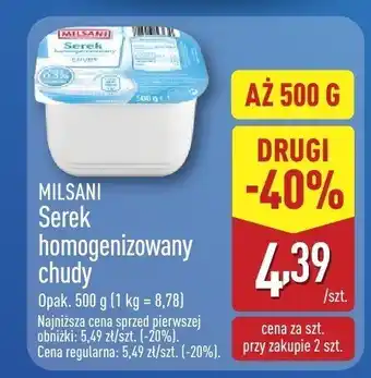 ALDI Serek homogenizowany chudy Milsani oferta