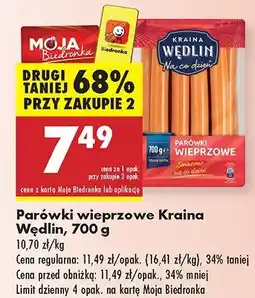Biedronka Parówki wieprzowe Kraina Wędlin oferta
