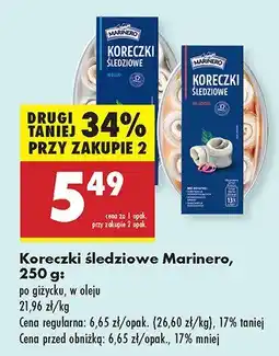 Biedronka Koreczki śledziowe w oleju Marinero oferta