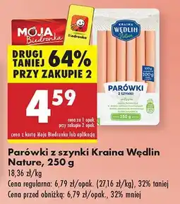 Biedronka Parówki z szynki Nature Kraina Wędlin oferta