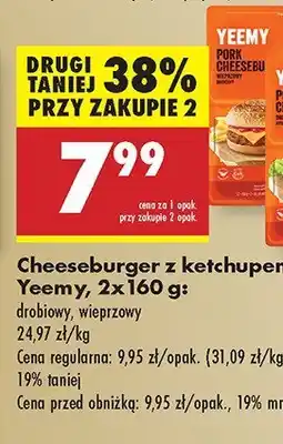Biedronka Cheeseburger wieprzowy z ketchupem 2-pak Yeemy oferta