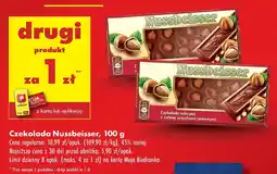 Biedronka Czekolada mleczna z całymi orzechami laskowymi: drugi produkt za 1 zł Nussbeisser oferta
