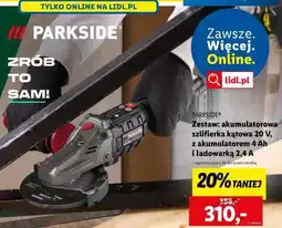 Lidl PARKSIDE Zestaw: akumulatorowa szlifierka kątowa 20 V oferta