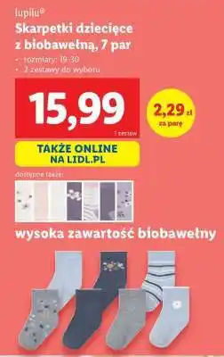 Lidl Skarpetki dziecięce z biobawełną, 7 par oferta