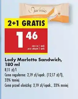 Biedronka Lody Marletto Sandwich, 180 ml oferta