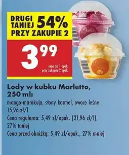 Biedronka Lody w kubku Marletto, 250 ml oferta
