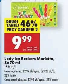Biedronka Lód waniliowy w polewie kiwi x2 + mango-marakuja truskawka wiśnia Marletto Ice Rockers oferta