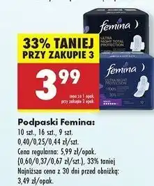 Biedronka Podpaski night total protection Femina Ultra oferta