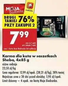 Biedronka Karma dla kota wybór smaków w sosie Sheba Kitten oferta