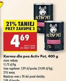 Biedronka Karma dla psa z wątróbką wołową i ziemniakami Activ Pet oferta