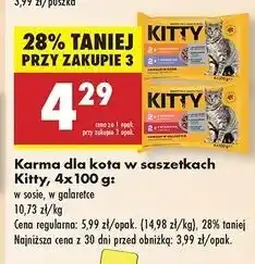 Biedronka Karma dla kota indyk w galarecie + wołowina Kitty oferta
