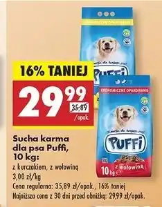 Biedronka Karma sucha dla psa z wołowiną Puffi oferta