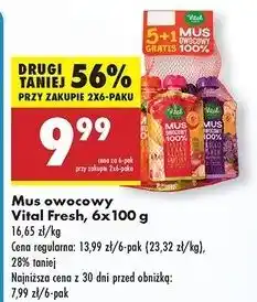 Biedronka Mus owocowy mix w woreczku Vital Fresh oferta