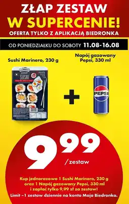 Biedronka Sushi 230 g+ pepsi 330 ml Marinero oferta