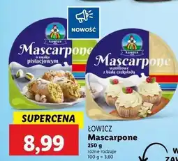 Lidl Ser mascarpone waniliowe z białą czekolada Łowicz 1906 oferta