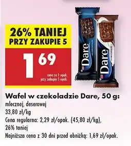 Biedronka Wafel w czekoladzie deserowej Dare oferta