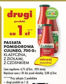 Biedronka Passata pomidorowa klasyczna, z iołami, z czosnkiem: drugi produkt za 1 zł Culineo oferta