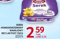 Selgros Serek homogenizowany waniliowy bez laktozy Mlekovita oferta