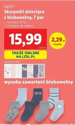 Lidl Skarpetki dziecięce 19-30 Lupilu oferta