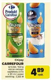 Carrefour Chipsy o smaku kwaśnej śmietany i cebulki tubie Carrefour Sensation oferta