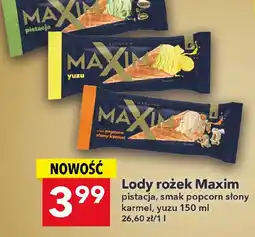 Lewiatan Lody rożek Maxim pistacja/popcorn słony karmel/yuzu oferta