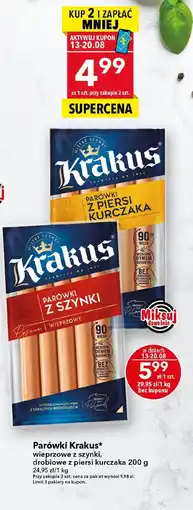 Lewiatan Parówki Krakus wieprzowe z szynki, drobiowe z piersi kurczaka oferta