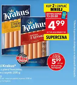 Lewiatan Parówki Krakus drobiowe z piersi kurczaka, wieprzowe z szynki oferta