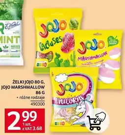 Selgros Żelki JOJO 80 G, JOJO MARSHMALLOW 86 G różne rodzaje oferta