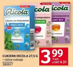 Selgros Cukierki RICOLA 27.5 G różne rodzaje oferta