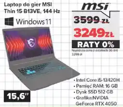 Neonet Laptop do gier MSI Thin 15 B13VE, 144 Hz oferta