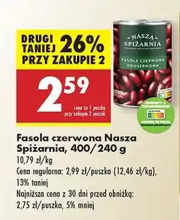 Biedronka Fasola czerwona Nasza Spiżarnia 400/240 g oferta