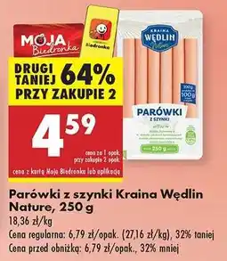 Biedronka Parówki z szynki Kraina Wedlin Nature 250 g oferta