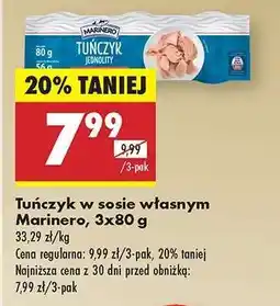 Biedronka Tuńczyk w sosie własnym Marinero, 3x80 g oferta