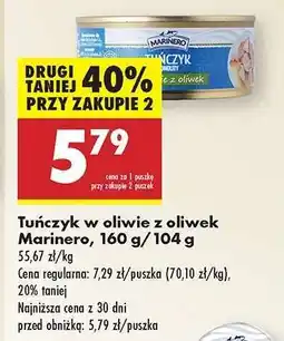 Biedronka Tuńczyk w oliwie z oliwek Marinero, 160 g/104 g oferta
