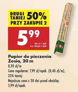 Biedronka Papier do pieczenia Zosia, 20 m oferta